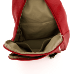 Дамска раница с много джобове - тъмно червена