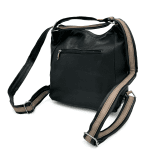 2 в 1 - Дамска чанта и раница с много джобове - черно/светло кафява