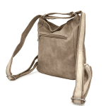 2 в 1 - Дамска чанта и раница с много джобове - светло кафява