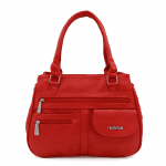Дамска чанта с 3 отделения и много джобове  - червена