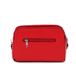 Чанта за през рамо с 3 отделения и цветна дръжка - червена