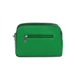 Чанта за през рамо с 3 отделения и цветна дръжка - зелена