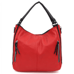 Голяма дамска чанта тип торба - червена