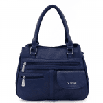 Дамска чанта с 3 отделения и много джобове  - тъмно синя