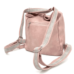 2 в 1 - Дамска чанта и раница с много джобове - розова