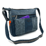 Чанта за през рамо с 2 отделения и много джобчета - синя