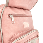 Дамска раница с много джобове - розово/сиво