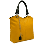 Голяма дамска чанта тип торба - горчица