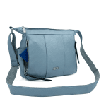 Чанта за през рамо с 2 отделения и много джобове - светло синята