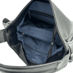 Дамска чанта тип торба с опушен ефект - синя