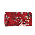 Дамско портмоне с принт на цветя - червено