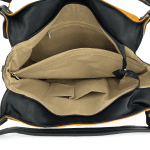Голяма дамска чанта тип торба - горчица/черно